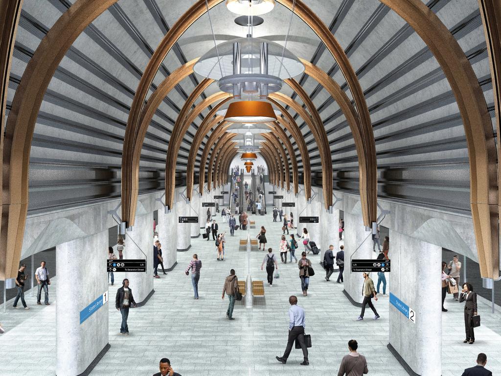 An artist’s impression of the tunnel connecting to the State Library station.