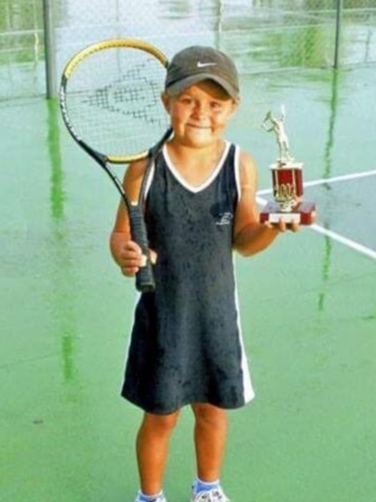 Ash Barty as a six-year-old at West Brisbane Tennis Centre.