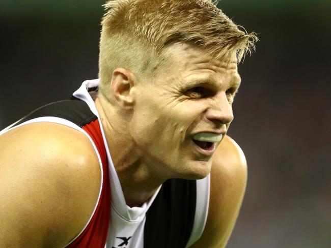 Nick Riewoldt of the Saints during the Round one AFL match between St Kilda Saints and the Melbourne Demons played at Etihad Stadium on Saturday 25th March, 2017. Picture: Mark Dadswell