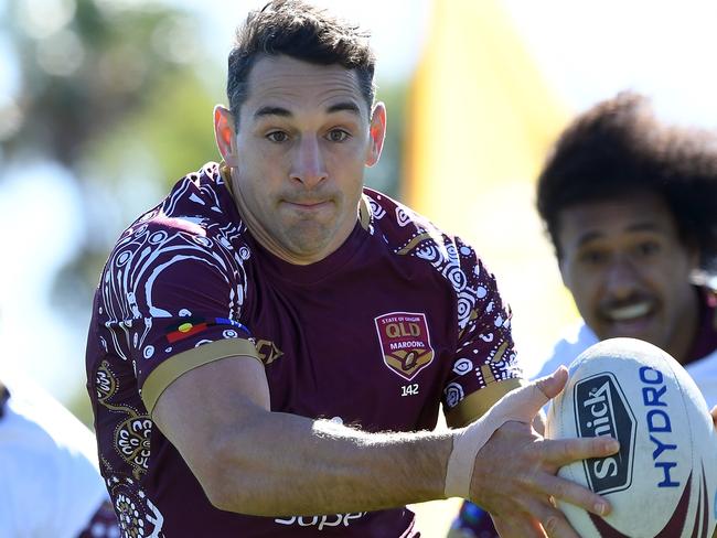 Billy Slater is seen during the Queensland State of Origin team training session at Sanctuary Cove on the Gold Coast, Sunday, July 8, 2018. (AAP Image/Dave Hunt) NO ARCHIVING