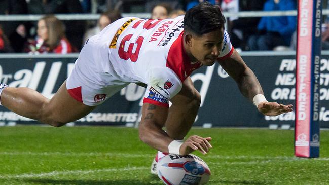 Ben Barba scores a try on Super League debut for St Helens. Picture: Sky Sports