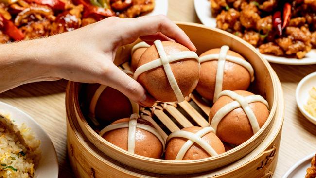 Din Tai Fung’s hot cross baos. Picture: Supplied