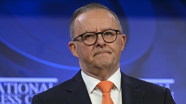 CANBERRA, AUSTRALIA, NewsWire Photos. JANUARY 25, 2024: The Hon Anthony Albanese MP, Prime Minister of Australia addresses the National Press Club of Australia in Canberra. Picture: NCA NewsWire / Martin Ollman
