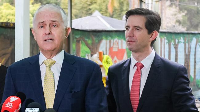 Malcolm Turnbull with Simon Birmingham who is Trade Minister in the Morrison Cabinet.