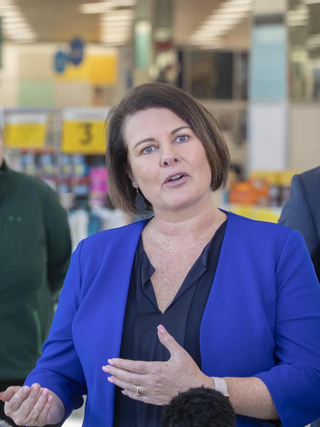 Inspector Colin Riley and Kingborough Mayor Paula Wriedt at Channel Court Shopping Centre, Kingston. Picture: Chris Kidd