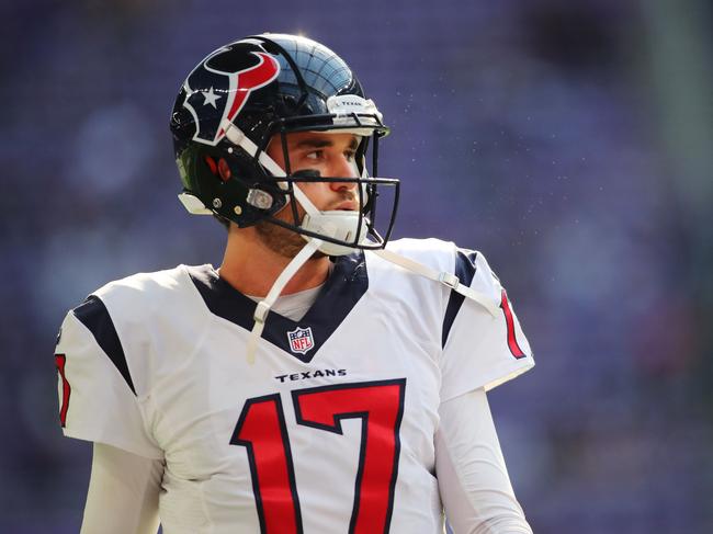 MINNEAPOLIS, MN - OCTOBER 9: Brock Osweiler #17 of the Houston Texans looks on as he warms up before the game against the Minnesota Vikings on October 9, 2016 at US Bank Stadium in Minneapolis, Minnesota. Adam Bettcher/Getty Images/AFP == FOR NEWSPAPERS, INTERNET, TELCOS & TELEVISION USE ONLY ==