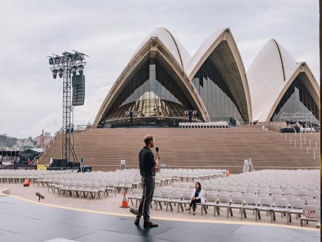 Prince Harry practises his speech for his wife Meghan ahead of the opening ceremony. Picture: Instagram