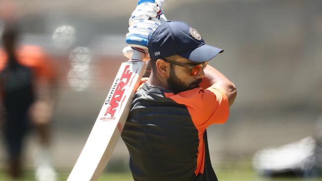 Virat Kohli trains for the first Test. Picture: Getty