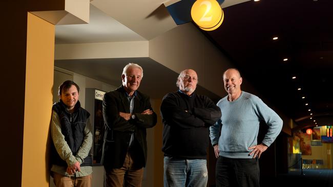 Nathan Rogers (Mt Barker &amp; District Residents Association), John Hill (SA Transport Action Group), Douglas McCarty (Mt Barker &amp; District Residents Association) and Ian Grosser (Mt Barker District Council deputy mayor) at Wallis Cinema in Mount Barker. Picture: Tricia Watkinson