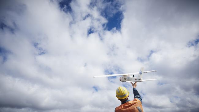 A squadron of drones at the BHP Billiton-managed Goonyella coal mine near Moranbah in central Queensland is leading a radical change in the way in which miners keep physical tabs on their operations.  Picture: Supplied