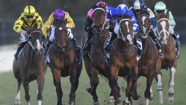 Jockey Blaike McDougall rides Hogmanay to victory in race 7, the Bankstown Sports Club Handicap during the Clubs NSW Western Metropolitan Region Race Day at Rosehill Gardens Racecourse in Sydney, Saturday, August 10, 2019.  (AAP Image/Simon Bullard) NO ARCHIVING, EDITORIAL USE ONLY
