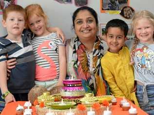 FESTIVAL FUN Cooper, Hayley, Miss Mariam, Aarvik and Annabelle celebrate Diwali at Natural Wonders Early Learning Centre. Picture: Jann Houley