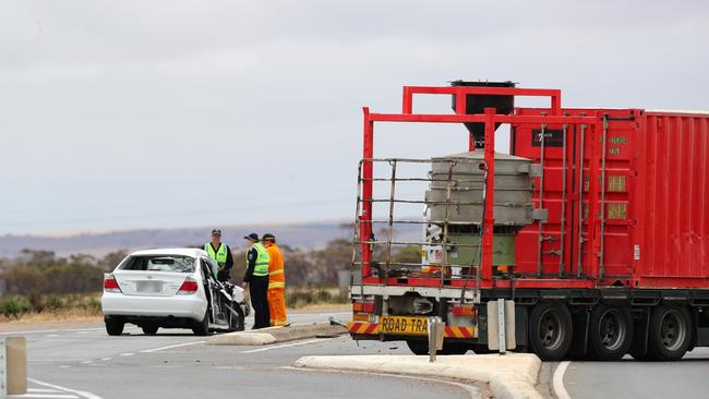 The scene of the horror crash at Port Wakefield on Thursday. Picture: Tait Schmaal