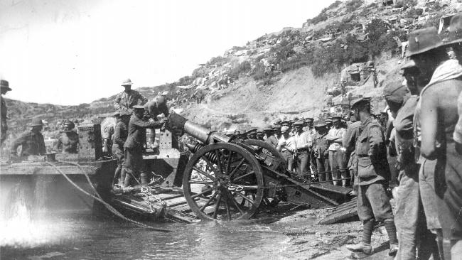 Troops at Anzac Cove during the Gallipoli campaign,.