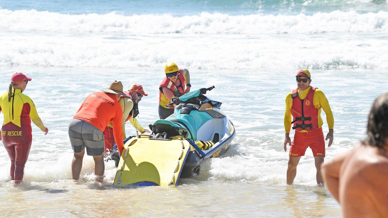 The search for a swimmer who was taken out by a rip at Coolum on Saturday afternoon has resumed. Picture: Patrick Woods.