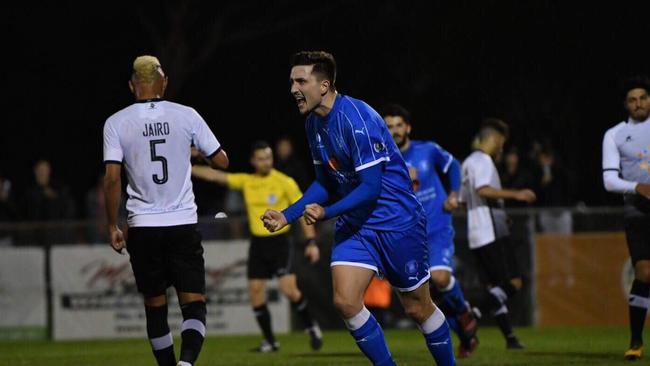 Liam Boland nets a goal for Avondale FC during the qualifying rounds against Richmond. Picture: Avondale FC.