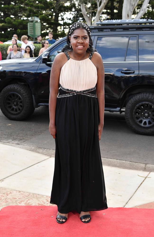 Delray George at Centenary Heights State High School formal. Picture; Patrick Woods.