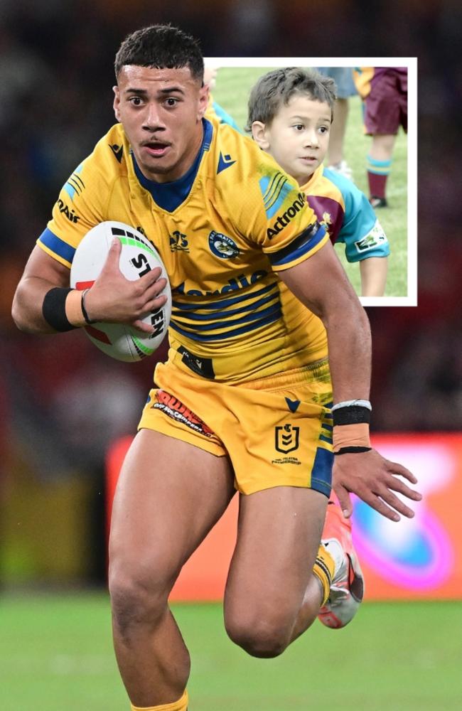 Eels star Isaiah Iongi. Iongi as a kid in Brisbane (inset).