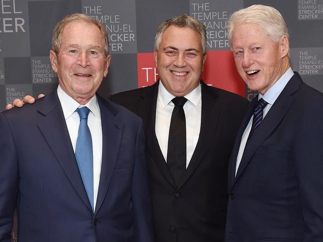 Australian Ambassador the US Joe Hockey (centre) with former US presidents George W Bush (left) and Bill Clinton. Picture: Instagram