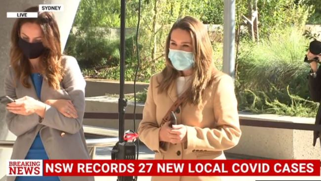 Sky News host Laura Jayes attended Gladys Berejiklian’s daily COVID press conference on Wednesday