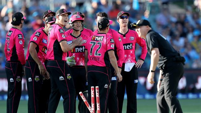 The Sixers are cheering now that they’ve got a big break after moving up the BBL ladder. Picture: AAP