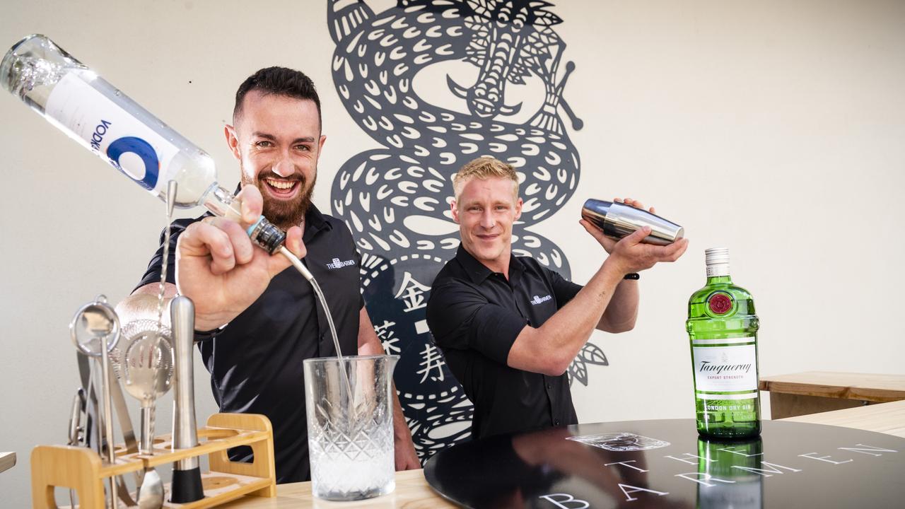 Jack Lee (left) and Dylan Edwards are excited for their new business, The Barmen, bringing their talents behind the bar to a mobile audience. Picture: Kevin Farmer