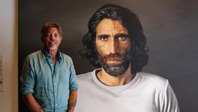 SYDNEY, AUSTRALIA - NewsWire Photos DECEMBER 16, 2020. Six time Archibald Prize Finalist Angus McDonald wins the 2020 Archibald Prize ANZ Peopleâs Choice award for his portrait of Behrouz Boochani a Kurdish - Iranian writer, poet, filmmaker and journalist at the NSW Art Gallery in Sydney Australia. Picture: NCA NewsWire / Gaye Gerard