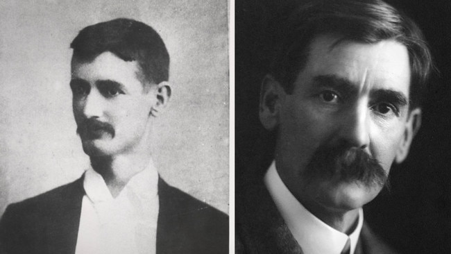 Poet and writer Henry Lawson in his younger years, and in adulthood. Picture: State Library of Victoria