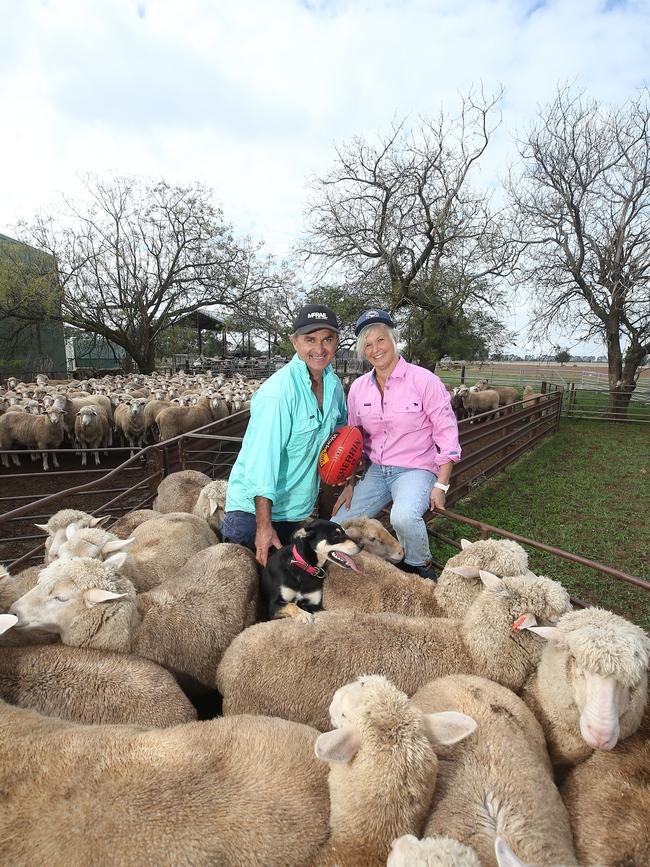 Ovens and Murray coach Damian Sexton and his wife Di at their Finley farm. Picture: Yuri Kouzmin