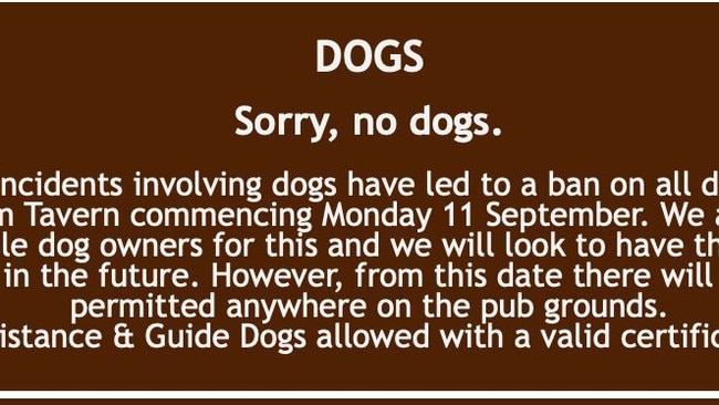 A notice sent to customers of the Tumbulgum Tavern in northern NSW.