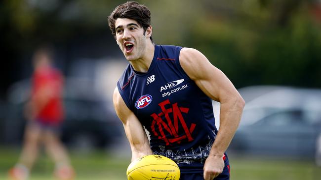 Christian Petracca at Melbourne training. Picture: Wayne Ludbey