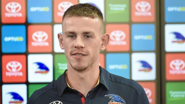 New Crow Ben Crocker at his introductory press conference. Picture: AAP/Roy Vandervegt