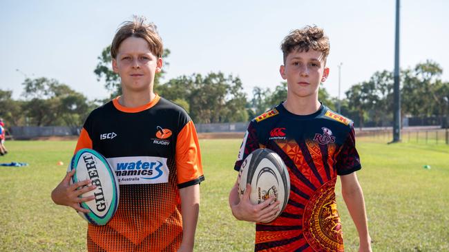 Connor Buba-Bromley and Nathan Buba as the Australian 7s men's team train in Darwin ahead of the 2024 Paris Olympics. Picture: Pema Tamang Pakhrin