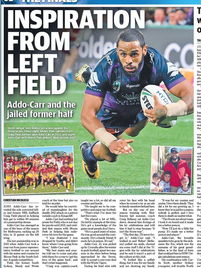 Craig Field mentored Josh Addo-Carr.