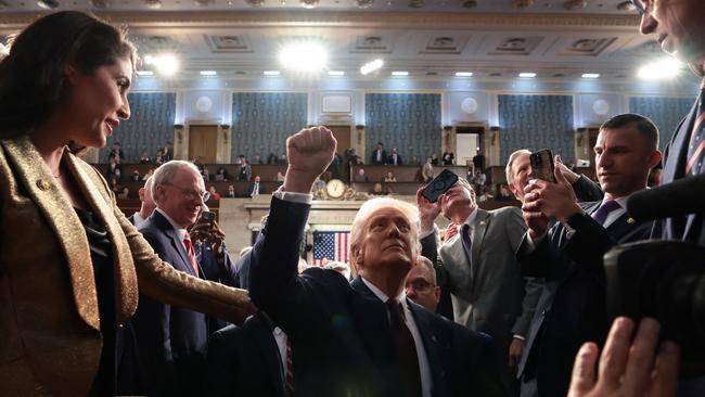 US President Donald Trump leaves after addressing a joint session of Congress in Washington. Picture: Win McNamee/AFP