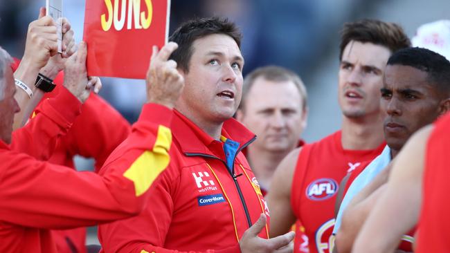 Gold Coast coach Stuart Dew will oversea a complete rebuild of the Suns list. Picture: Getty Images