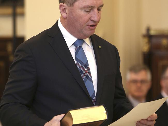 Deputy Prime Minister Barnaby Joyce at Government House, Canberra. Picture: AP Photo/Rob Griffith.