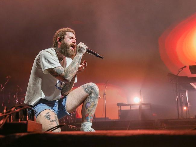 Post Malone performs at the RNA Showgrounds. Photo - Stephen Archer