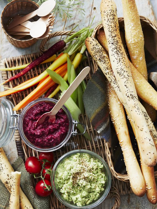 Breadsticks with dips. Picture: Guy Bailey