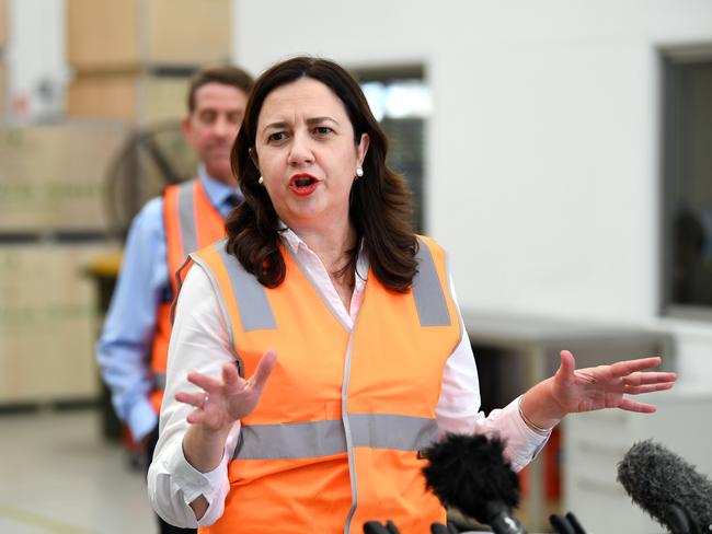 BRISBANE, AUSTRALIA - NewsWire Photos - OCTOBER 23, 2020.Queensland Premier Annastacia Palaszczuk speaks during a visit to Nova Power, while on the election campaign trail. Queenslanders go to the polls on October 31.Picture: NCA NewsWire / Dan Peled