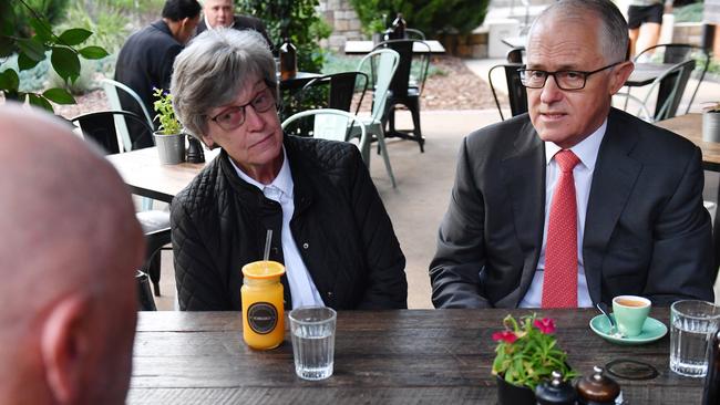 Prime Minister Malcolm Turnbull meets with pensioners. Picture: AAP.