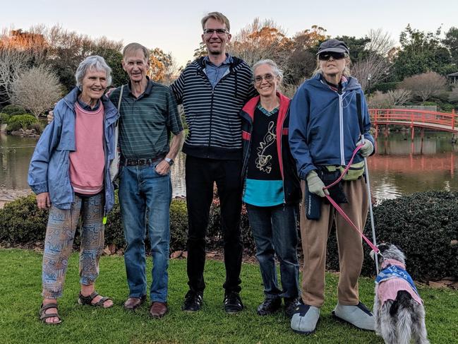 Joan and John Walmsley with their children Daniel, Frances and Rachel plus Millie the dog.