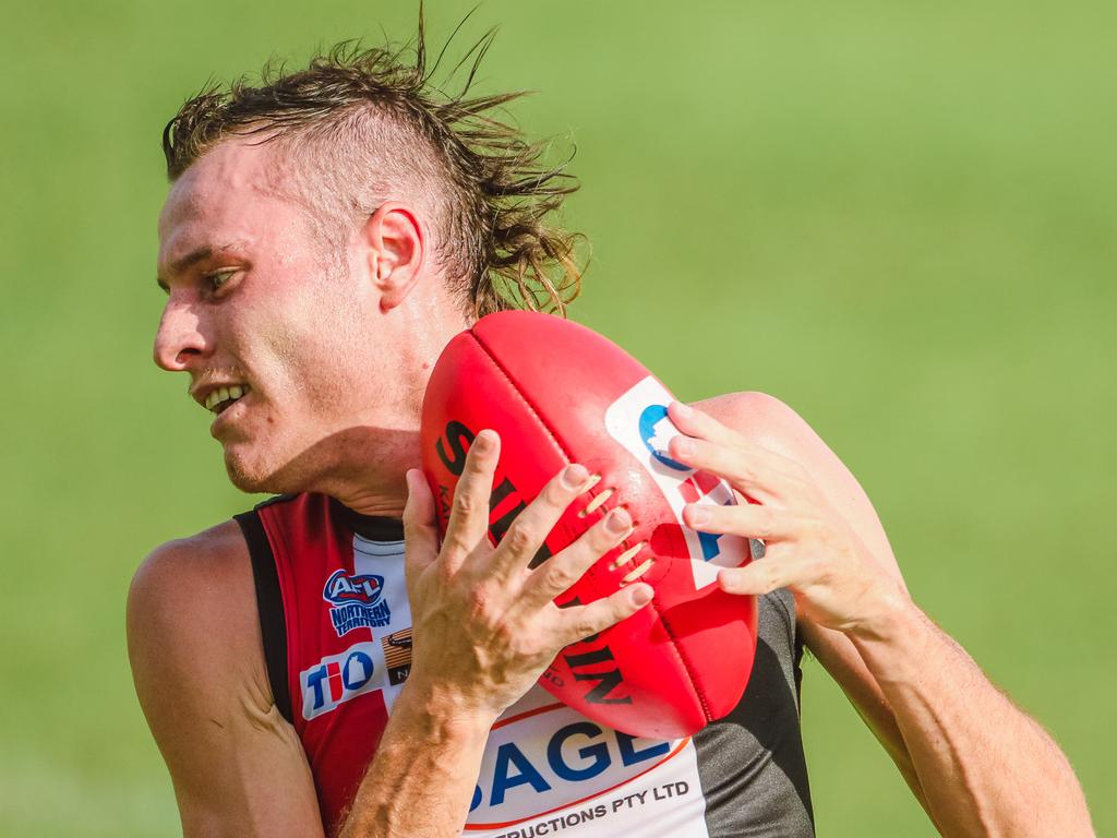 Jonathon Ross takes a mark for Southern Districts. Picture: Glenn Campbell