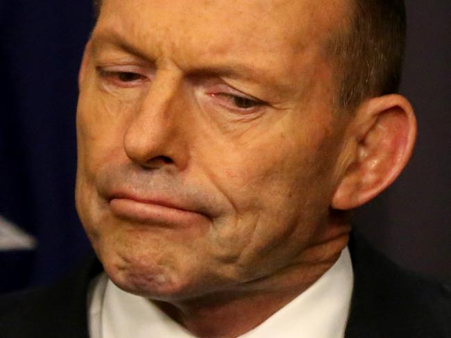 PM Tony Abbott holds a press conference in Canberra on Australia's response to the middle east refugee crisis.