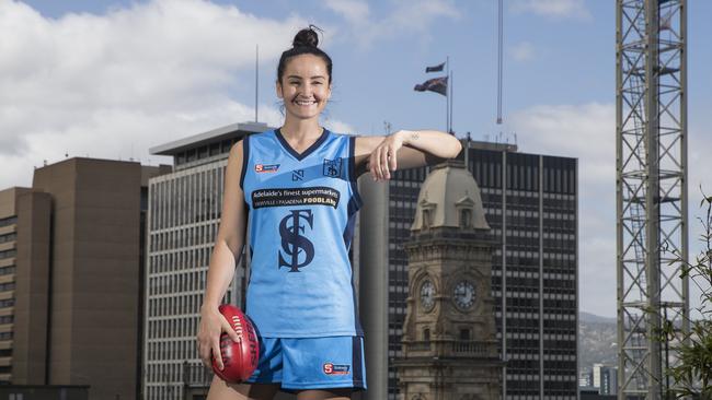 SANFLW Player of the Week is Sturt forward Becchara Palmer. Palmer is also a Crows rookie and a former Australian beach volleyballer. Picture: SIMON CROSS