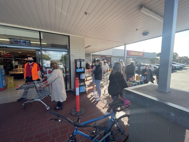 Queues of shoppers have been spotted lining up outside of Coles at Kurralta Park. Picture: Keziah Sullivan