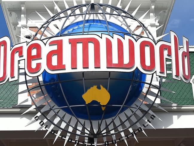 Police are seen at the entrance to the Dreamworld Theme Park on the Gold Coast, Thursday, Oct. 27, 2016. Plans to reopen Dreamworld for a memorial day on Friday have been thrown into doubt after Queensland Police warned they might not give the park's operators the all-clear. Four adults, two men and two women, died on Tuesday when the park's Thunder River Rapids ride malfunctioned. (AAP Image/Dave Hunt) NO ARCHIVING