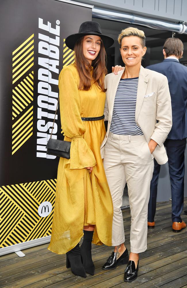 Isabella Carlstrom And Moana Hope AFLW 2017 Melbourne Cup at Flemington. Picture: Jason Edwards