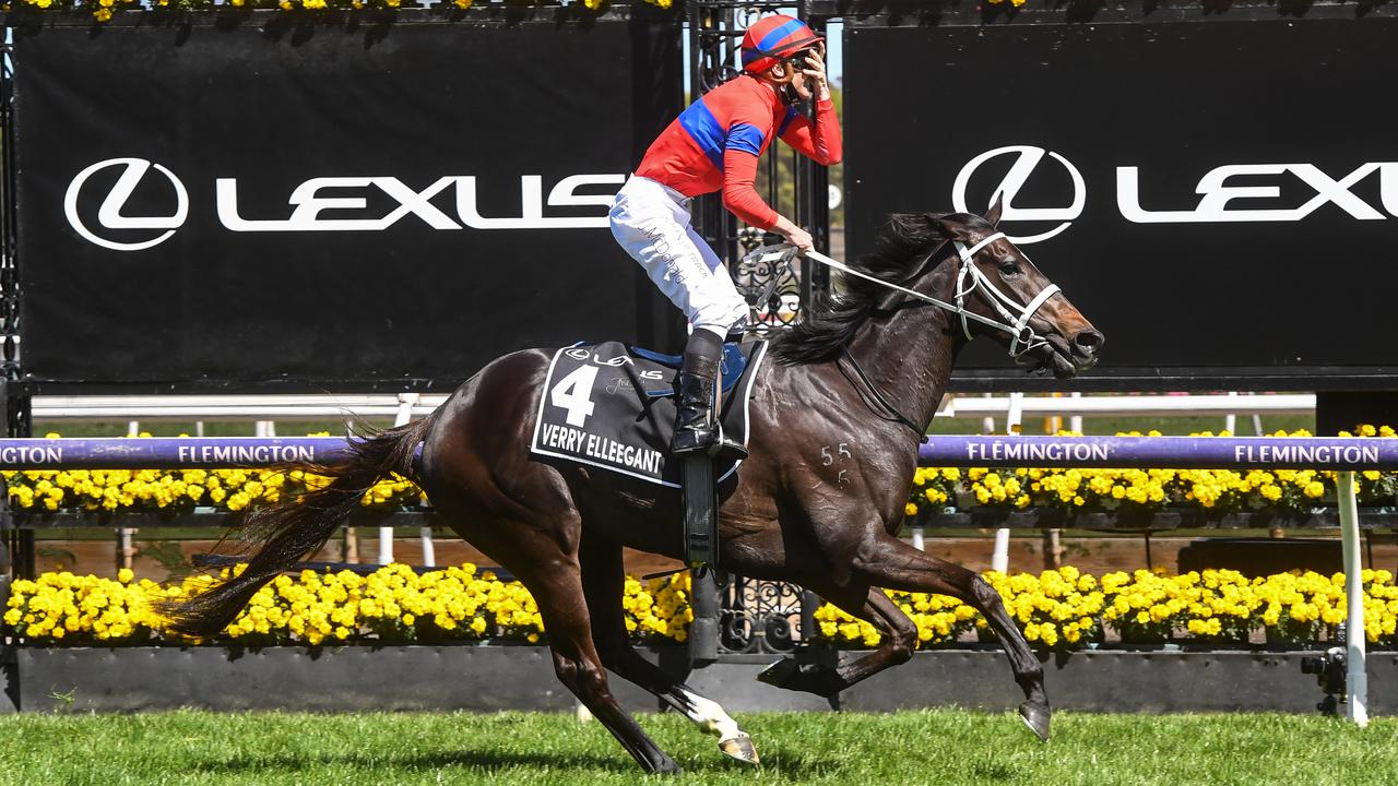 Melbourne Cup winner Verry Elleegant is one of 15 Chris Waller-trained entries for the 2022 All-Star Mile at Flemington. Picture: Racing Photos via Getty Images.