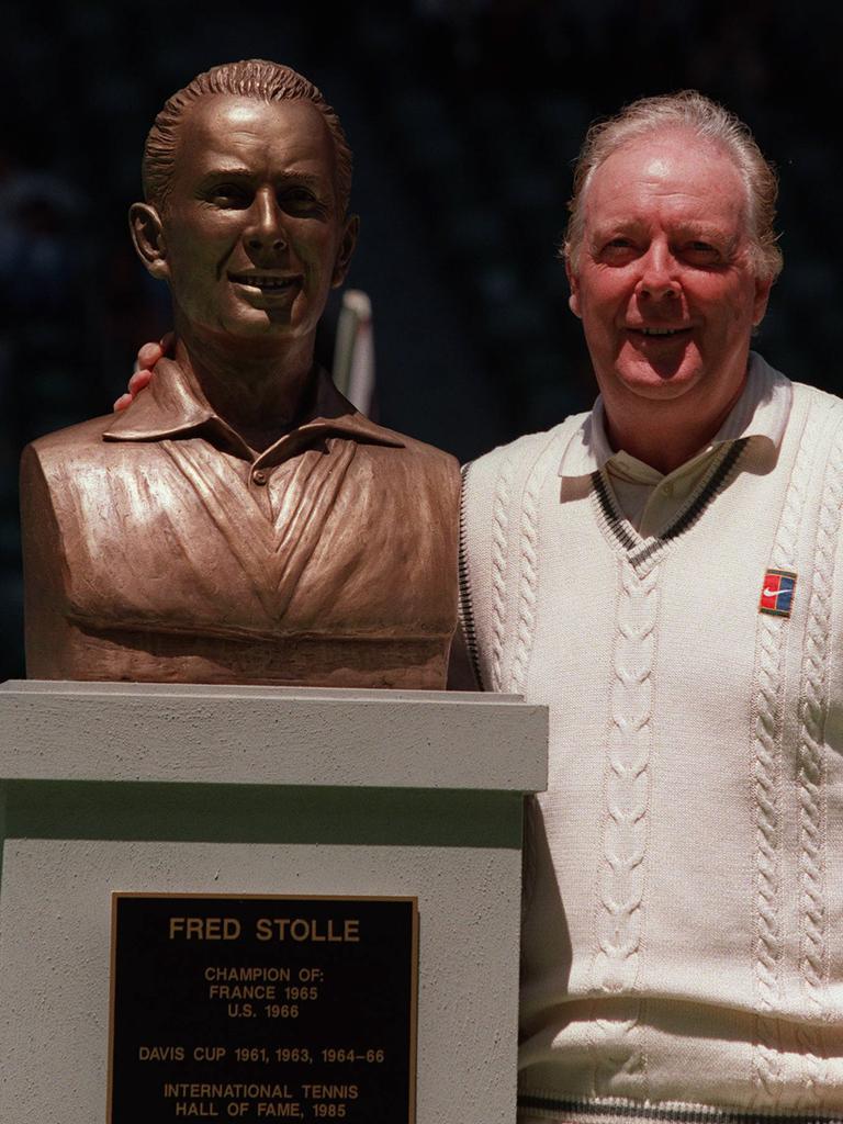 Fred Stolle after being inducted into the Hall of Fame.